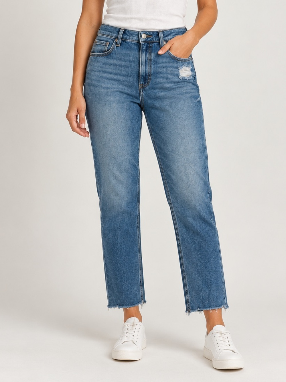PAIGE Noella High Rise Straight Leg Jeans Distressed Size 28 Like New